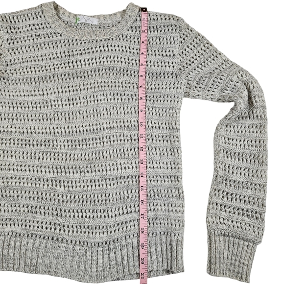 Open Knit Pull Over Sweater, Grey, Small - Picture 12 of 14